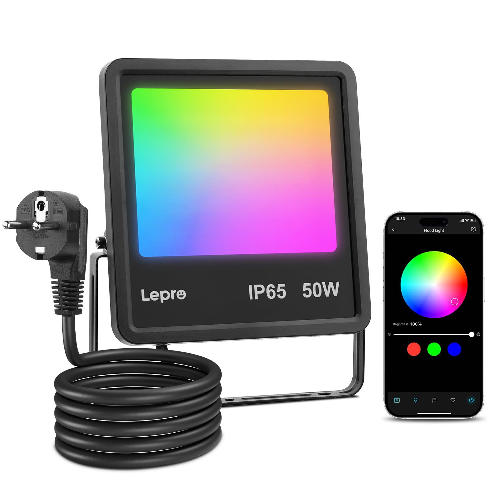 Lepro F1 IA Projecteur LED Extérieur Intelligent 50W RGB Dimmable