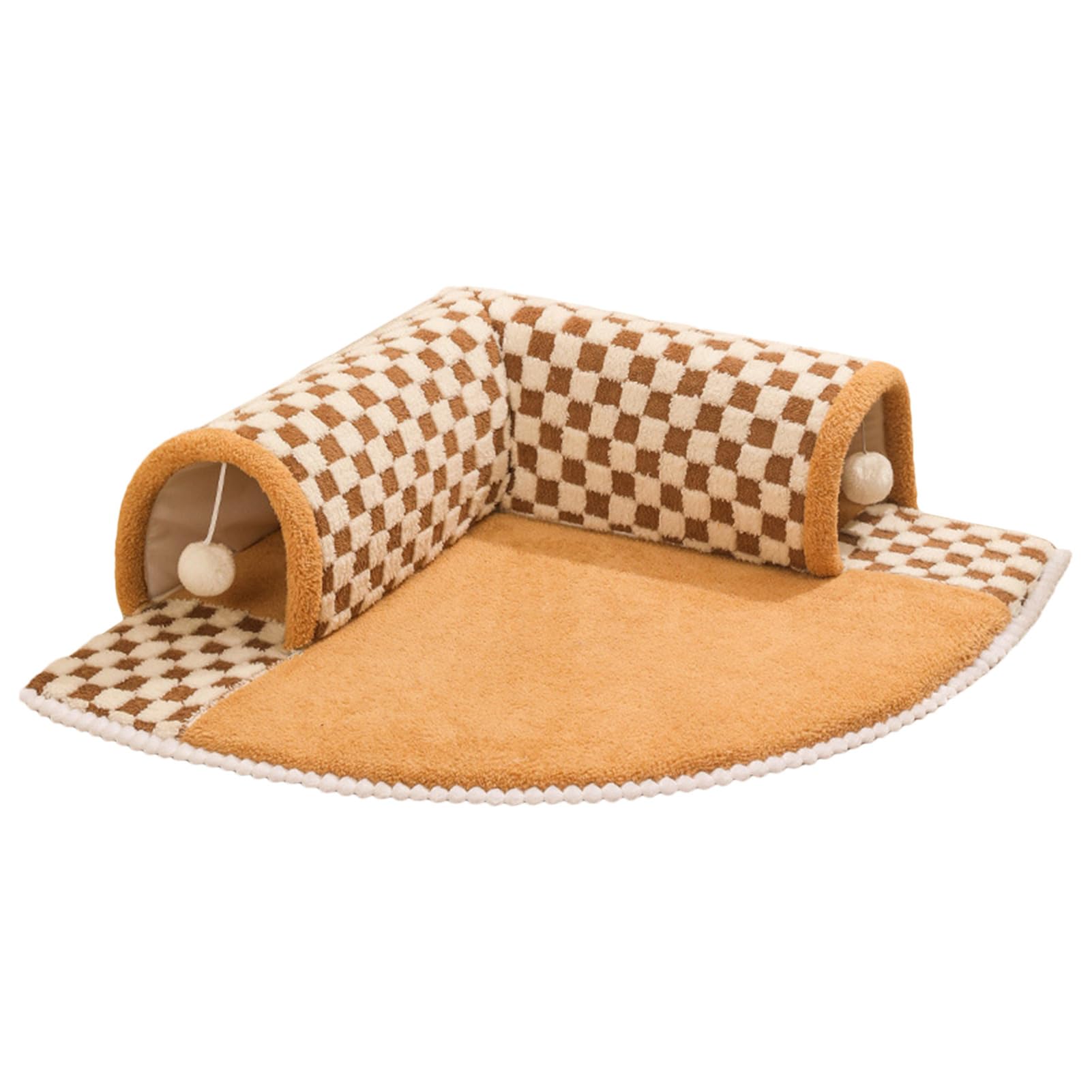 Cama Túnel para Gatos para Gatos De Interior | Túnel De Juego para Gatos 2 En 1 con Alfombra | Cueva Lavable para Cama De Gato con Bola De Felpa, Cojín De Cama Tipo Túnel para Gato, Juguetes