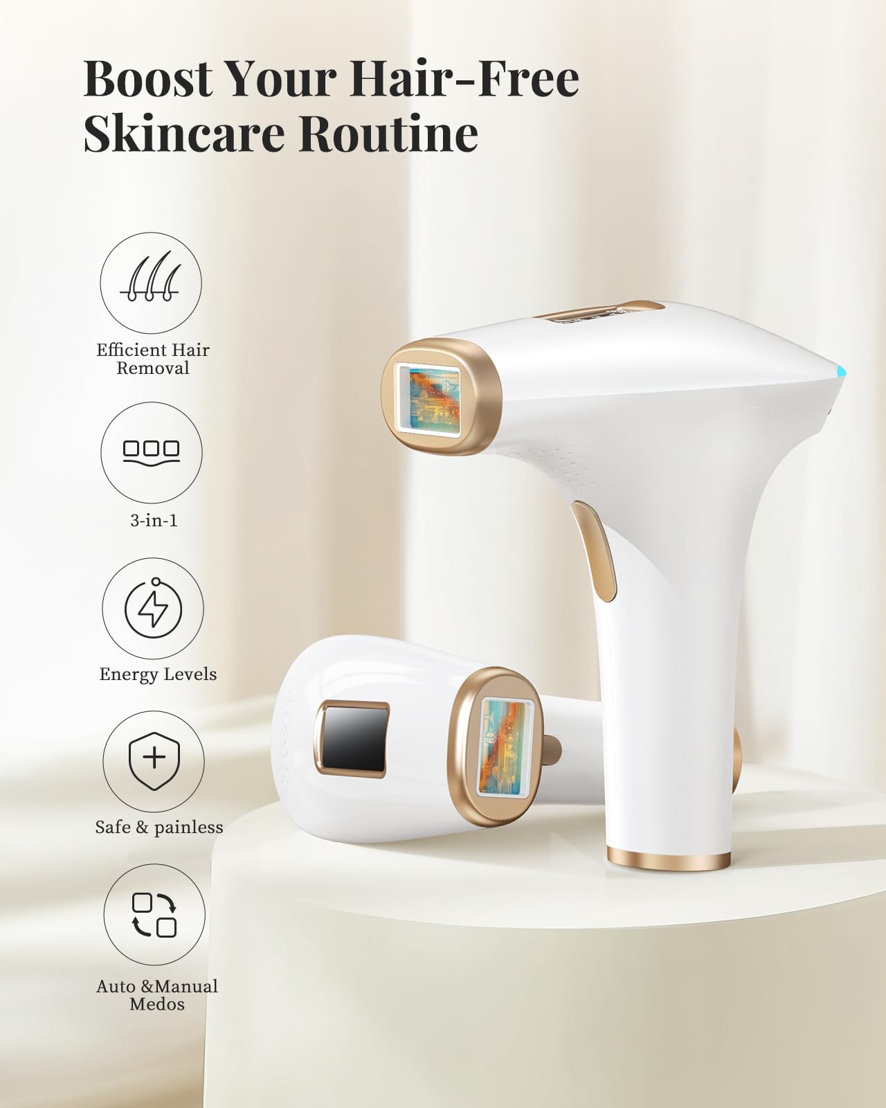 Haarlosy IPL Devices Hair Removal Laser - Painless Hair Removal Device with 3 Advanced Functions HR/SC/RA, 9 Levels, 999,900 Flashes at Home for Women, Men, Armpits, Bikini, Legs, Body - 2