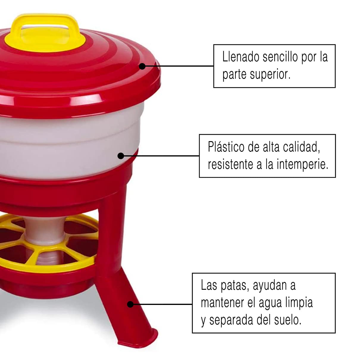 Tolva Gallinas silo Premium 30 L - Comedero con Patas para Gallinas - Tolva de Gran Capacidad para Aves de Corral Fabricada en plástico Resistente a la Intemperie