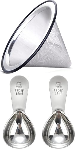 Plata - Patrón de filtro de café #2 + cuchara de café (1 cucharada)