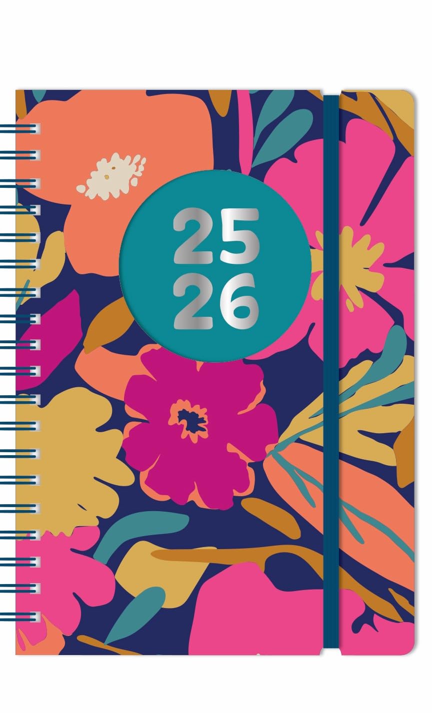 2026-2027 A5 Wiro Die Cut Academic Diary Day A Page, Mid Year, Hardback, Spiral Bound, Elastic Closure,Student, Teacher