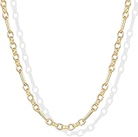 PAVOI 14K Gold Plated Adjustable Necklace - Curb Paperclip Box Sphere Snake Herringbone Figaro Chains for Women