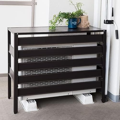 エアコンカバー 室外機 アルミ製 エアコン室外機カバー 日よけカバー 室外機ラック アルミエアコンカバー おしゃれ ダークブラウン