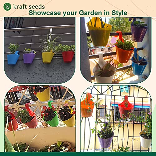 Kriti Kalash Kraft Seeds Kriti Kalash Plastic Single Hook Hanging Planter Pot- Set 5 Pieces