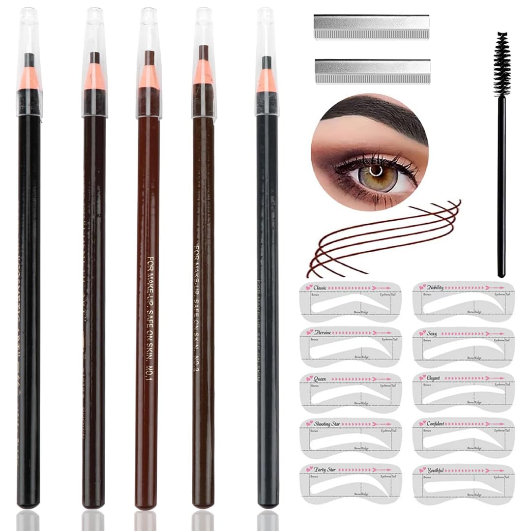 MIRADA FASHION, 18 Piezas, lapiz cejas microblading con Tira Hilos para Maquillaje Natural de Cejas, lápiz de cejas microblading resistente al agua