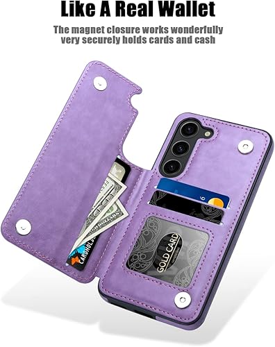 Miniatura 2 de MMHUO para Samsung Galaxy S23 Funda con Tarjetero, Funda tipo Portafolio con Botones Magnéticos Florales para Protección para Mujeres para Samsung