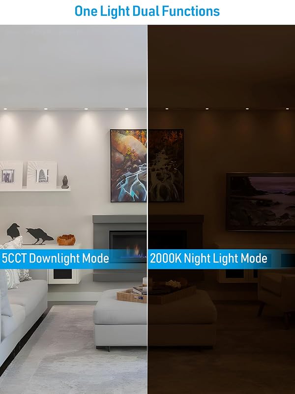 TORCHSTAR 6-Pack 5CCT 2 Inch LED Recessed Lighting, with 2000K Night Light by TORCHSTAR - Used condition - Image 2