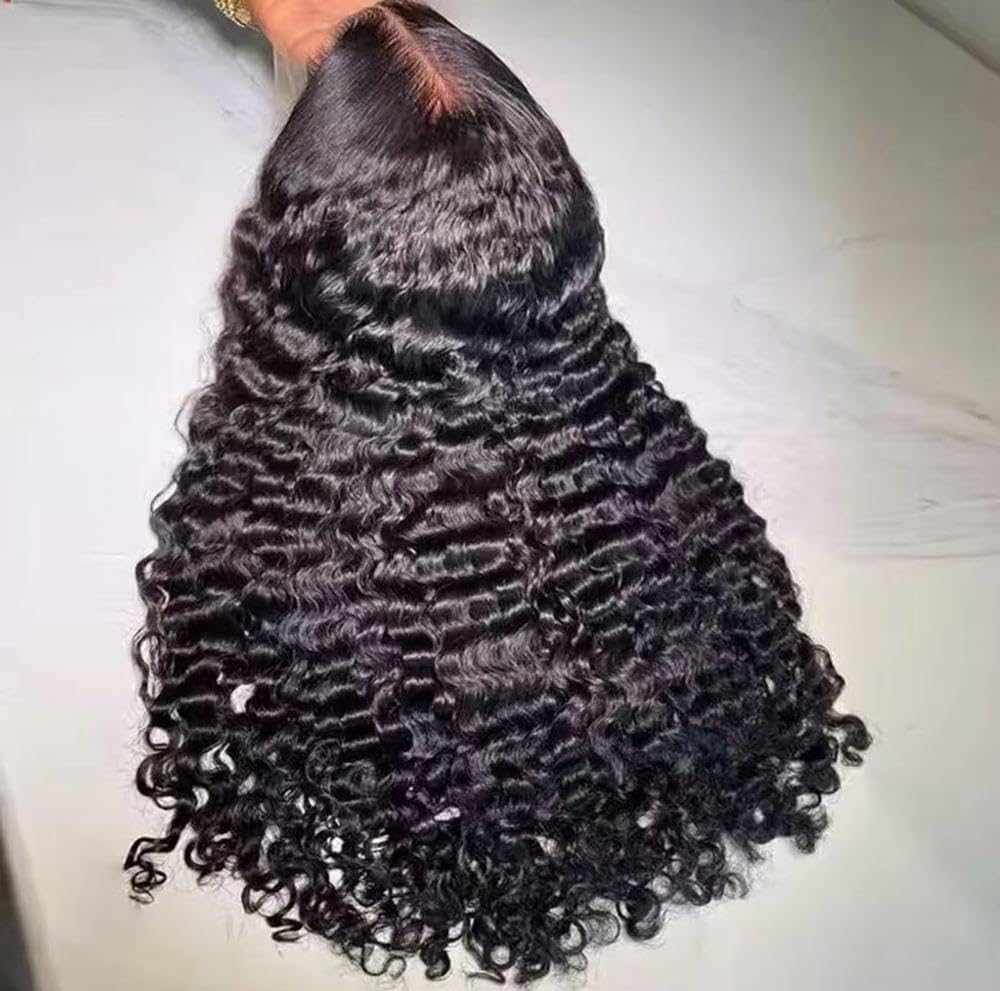 Haarpflege 13X4X1 HD Spitze Frontal Perücke Für Frauen Schwarz Tiefe Welle Vorgezupft Mit Baby Haar Cosplay Täglich