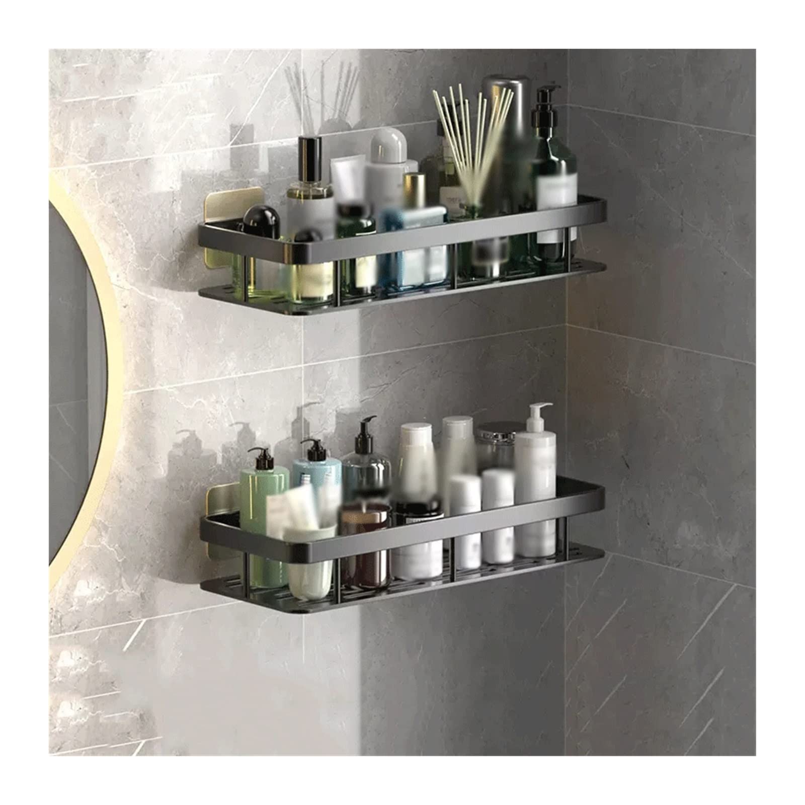 Portaoggetti Doccia Rack di stoccaggio Lavabo da toilette Doppio strato Scaffale di stoccaggio semplice Bancone da cucina Scaffale di stoccaggio in metallo Scaffale di stoccaggio perforato a parete Me