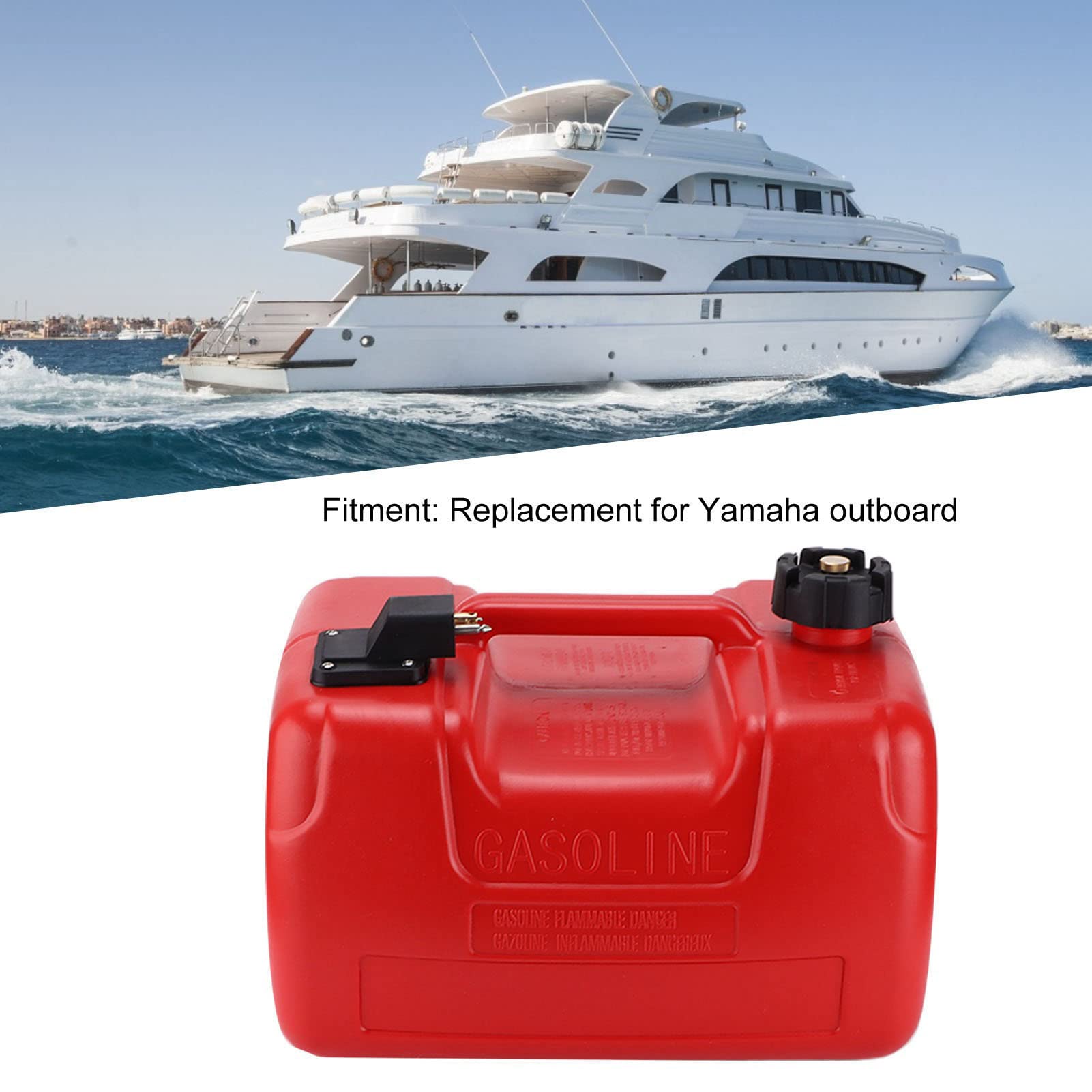 Réservoir de Carburant Hors-bord, Antistatique Portable 12 L Résistant à la Corrosion Anti-âge pour Bateau Rouge pour Remplacement de 9,9 Chevaux pour Yamaha