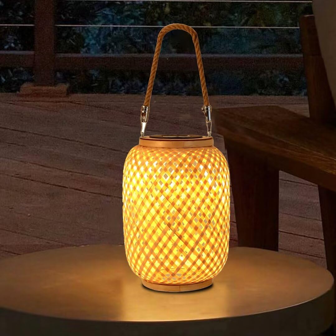 Solar Laterne Outdoor Solar Bambus Weben Hngende Solarleuchten Laterne  Licht Bambus Tragbare Solarlampe Solarbeleuchtung fr Garten Landschaft  Terrasse Esstisch : Amazon.de: Beleuchtung