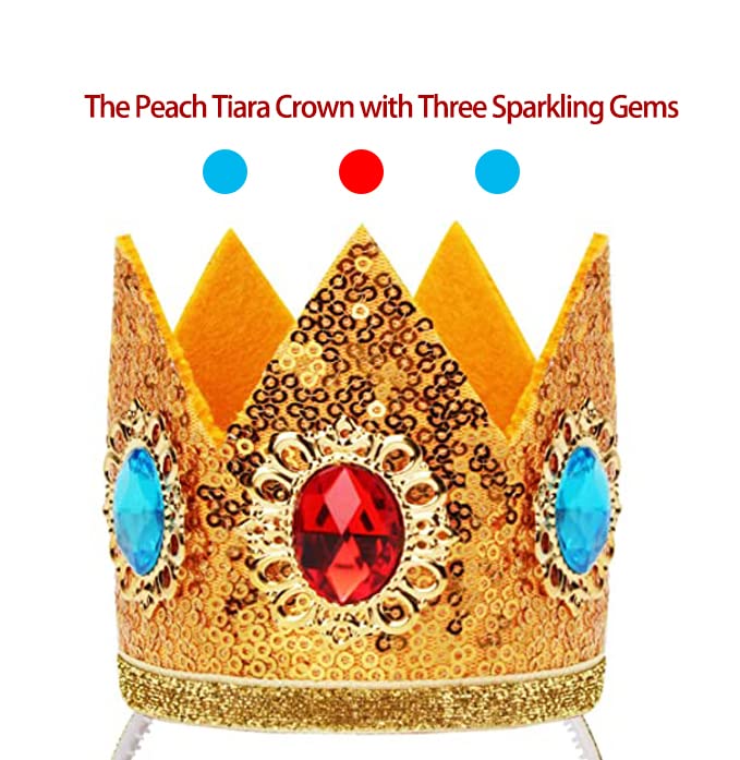 Miniatura 5 de LALSAM - Cabello de princesa rubio durazno de 3 piezas, color amarillo, onda larga, Halloween, cosplay, pelucas y accesorios para fiesta de