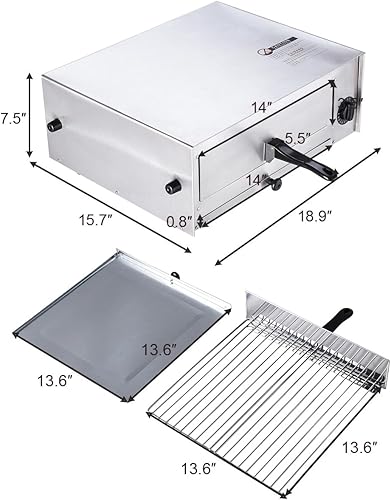 Miniatura 6 de KOTEK Horno de pizza, horno eléctrico de acero inoxidable de 1450 W con mango aislado y bandeja de migas extraíble, temporizador de apagado