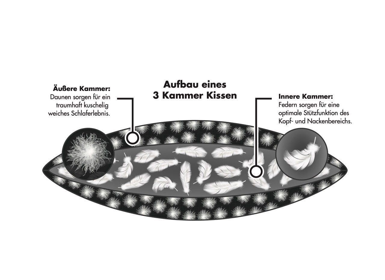 Daunenkopfkissen „3 Kammer Kopfkissen Canada“, 90% Daunen, KÜNSEMÜLLER, 80x80 cm, Außen soft, Innen gute Stützwirkung | Außen soft, Innen gute Stützwirkung