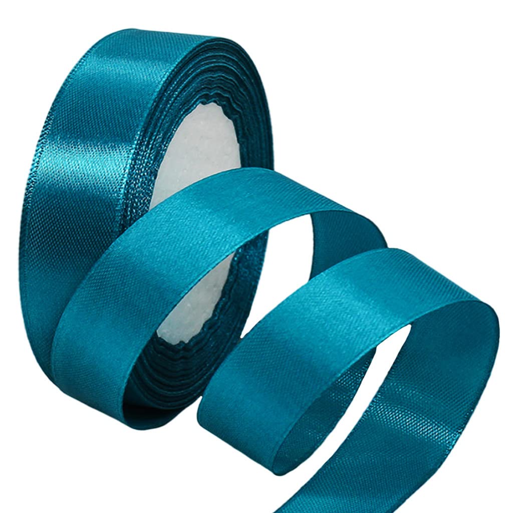 Peacock Blue Ribbon 25mm for Gift Wrapping,22M Double Sided Satin Ribbon Blue Polyester Ribbon Balloon Ribbon Fabric Thick Ribbon for Crafting,Christmas,Valentine,Bouquets,Cake Wedding Party Decor