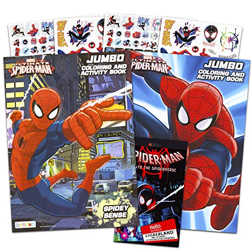 Marvel Spiderman Coloring and Activity Book Set with Stickers (2 Books)