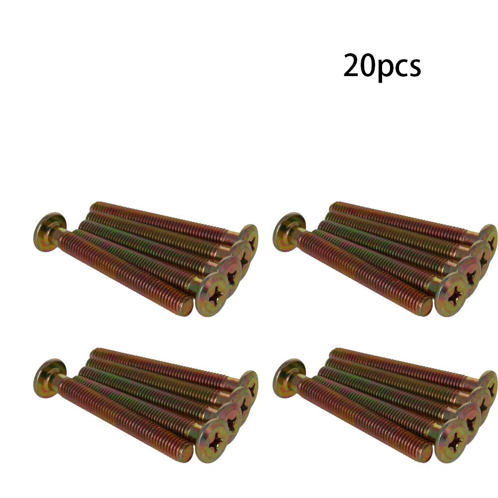 Śruby z łbem płaskim, śruby krzyżakowe, M8 x 65 mm, stal węglowa, śruby maszynowe, pełny gwint, kolorowe metalowe śruby mocujące, 20 szt