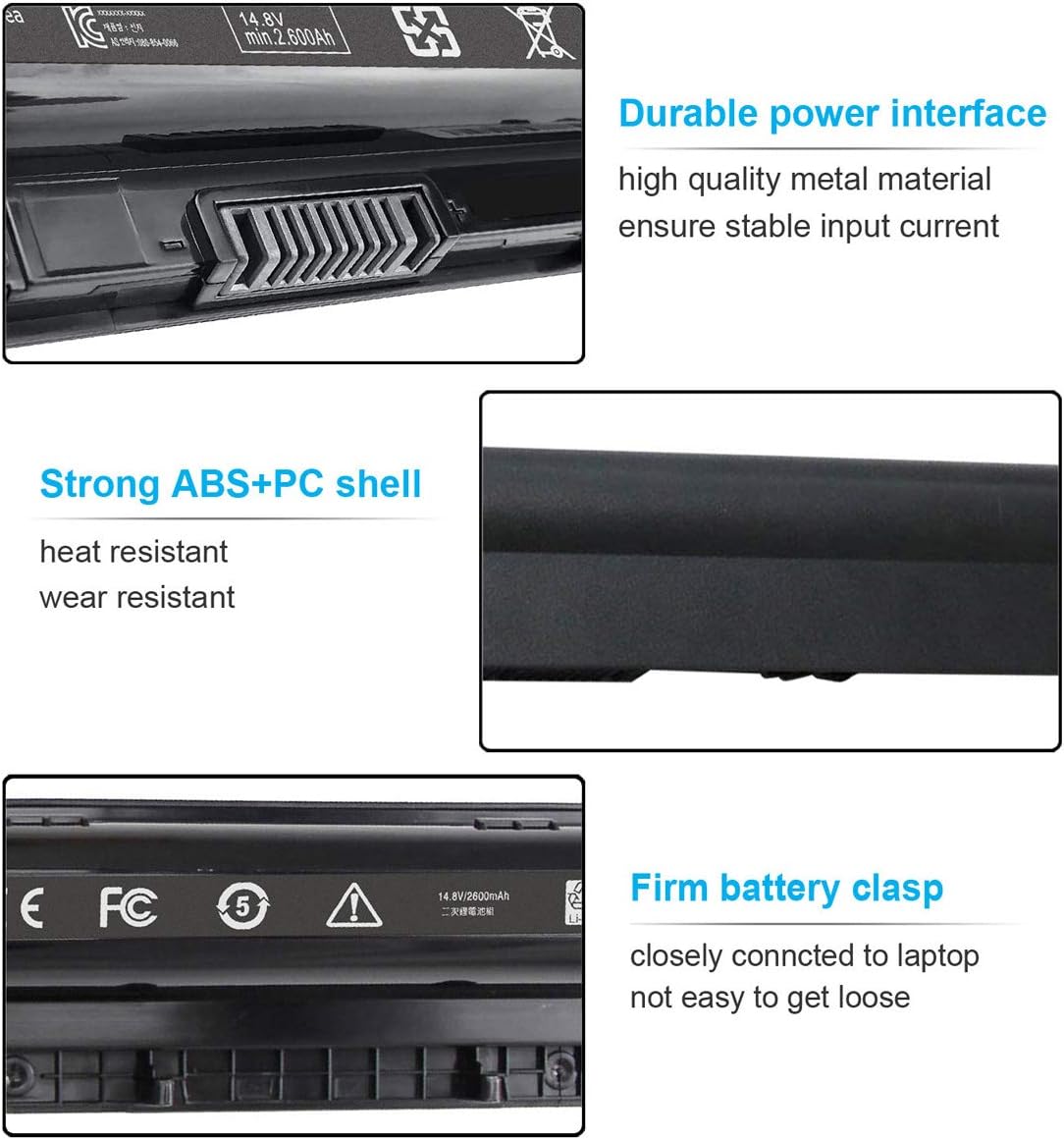 Battery Design Features: Durable Interface, Strong Shell, Firm Clasp