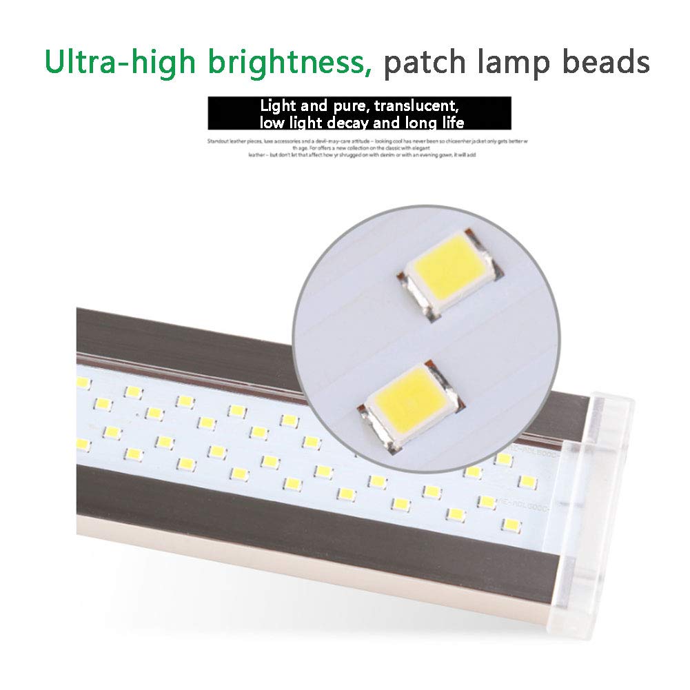 NANANA Eclairage Aquarium Rampe LED Aquarium Imperméable Extensible, Éclairage Lampe Support Support Poisson Réservoir d'eau Lampe, Support Rétractable[Plusieurs Tailles],500c