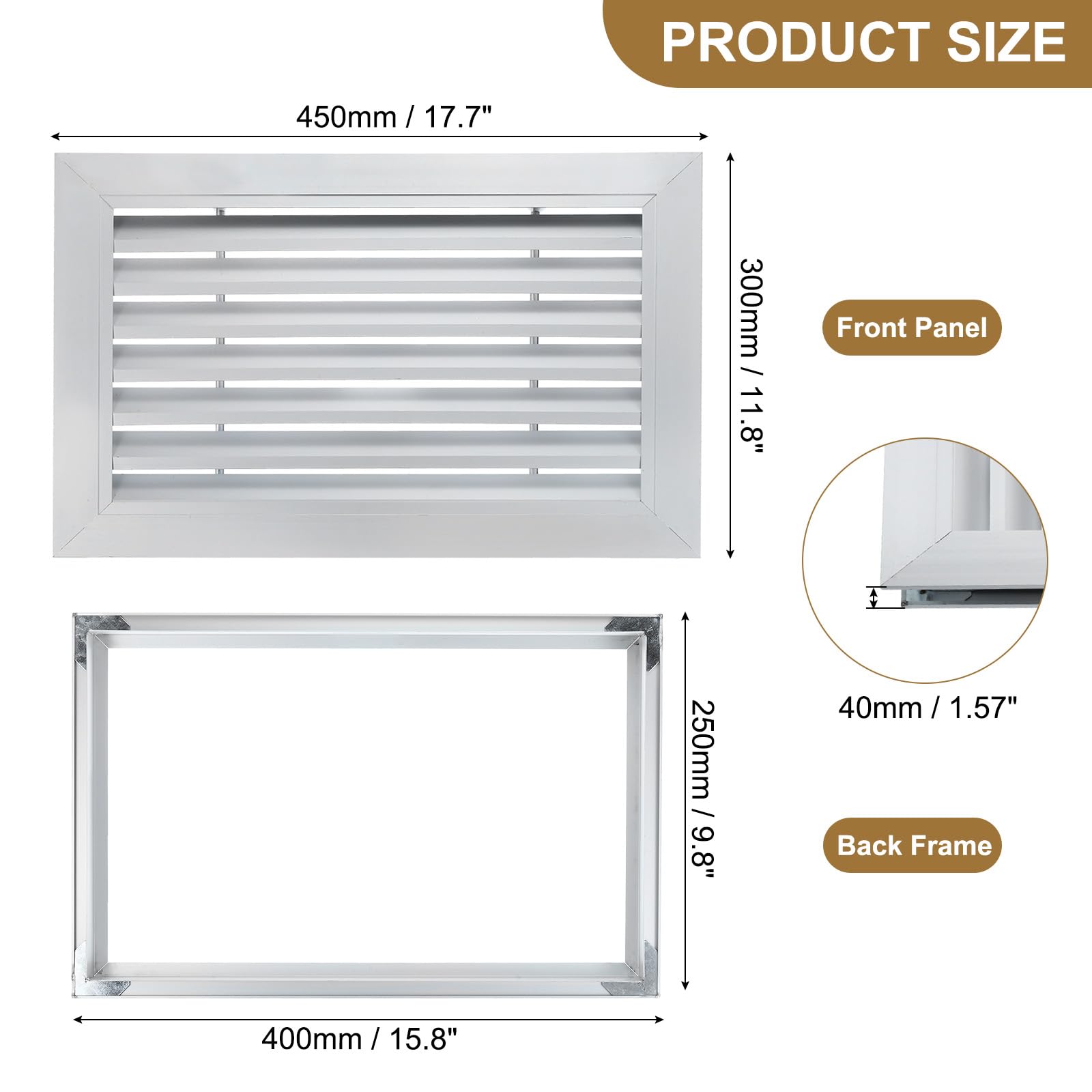 PATIKIL Door Air Vent Cover, 16 x 10 Inch, Aluminum Grille Ventilation Cover, Louvered Door Vent Grille - Image 2