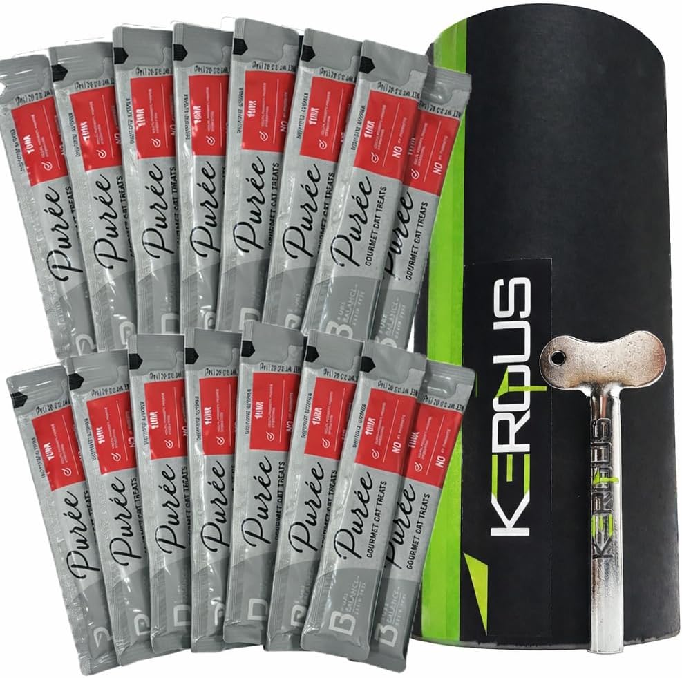 Squeezer & Cat Puree Box. Pure Balance Puree Gourmet Cat Treats Real Tuna Grain Free (20 Tubes)