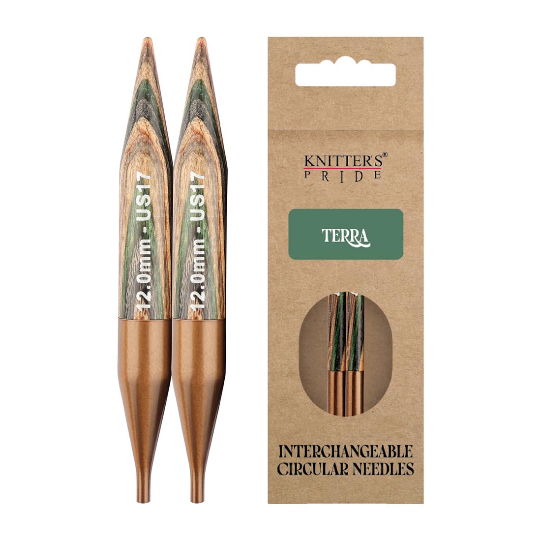 Knitter's Pride Green/Brown Terra Special Interchangeable Knitting Needle Tip 10 Cm, 12 Mm - 1 Piece