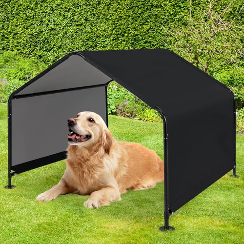 COSTWAY Tente pour Chien 129 × 124 × 108 cm, Abri Exterieur Résistant au Soleil, Plaques de Base,...