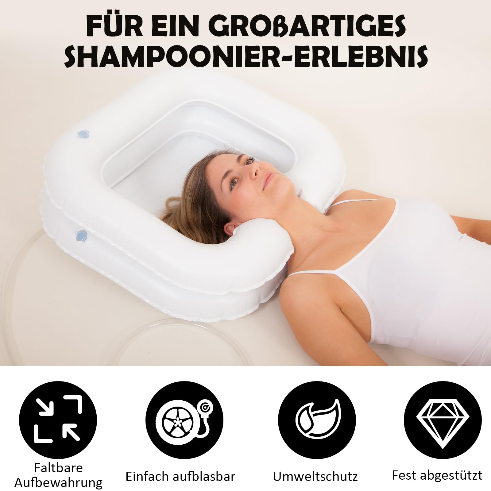 ZYNERY Haarwaschbecken,Haarwaschbecken Für Bettlägerige,Aufblasbares Haarwaschbecken,Haare Waschen Im Bett,Geeignet Für Bettlägerige Schwangere,Kinder Und Postoperative Verletzungen