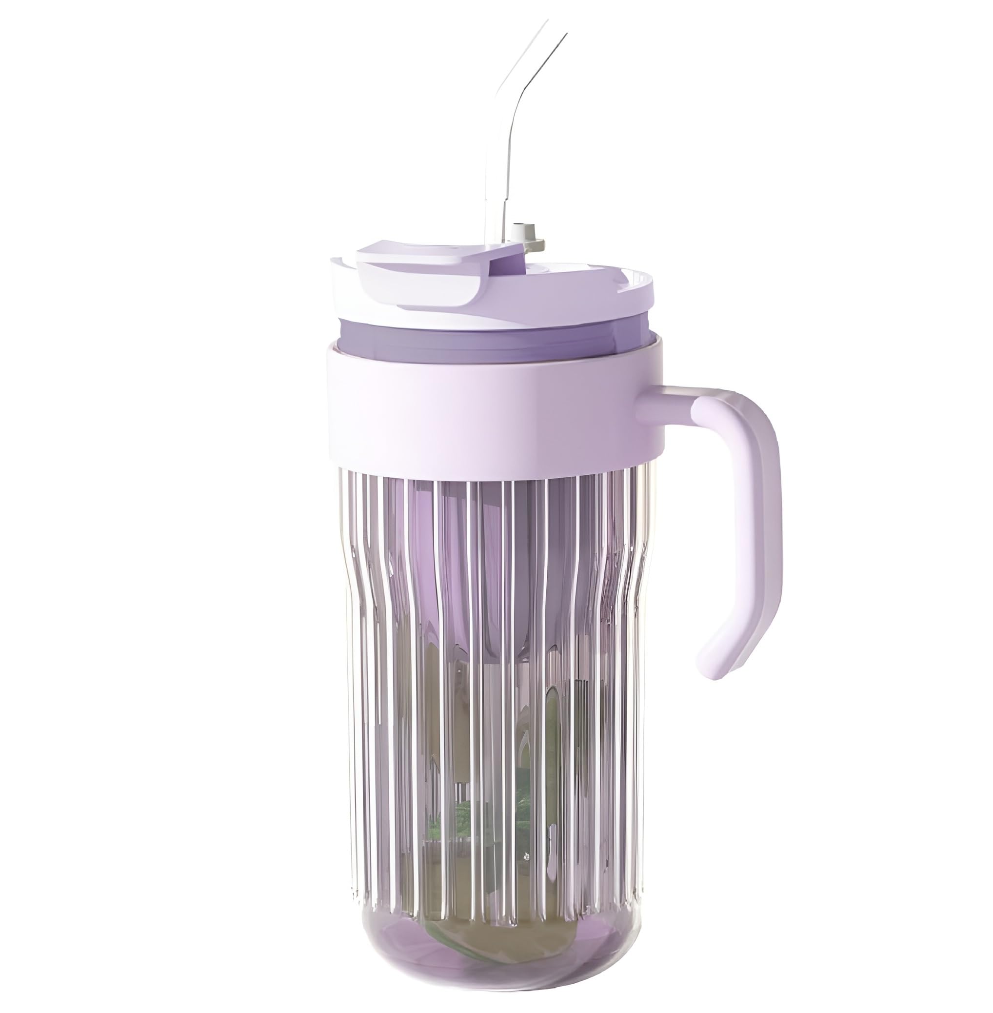 JIGSHTIAL Glass Coffee Mug with Straw Green Tea Sipper Tumbler Mug with Lid Travel Mug Drinking Glass Sipper Mason Jar Can Sipper Glass Juice Cup Tumbler with Handle for Office Home Gym (Purple) (B0DG2WRV8F) Amazon Price History, Amazon Price Tracker