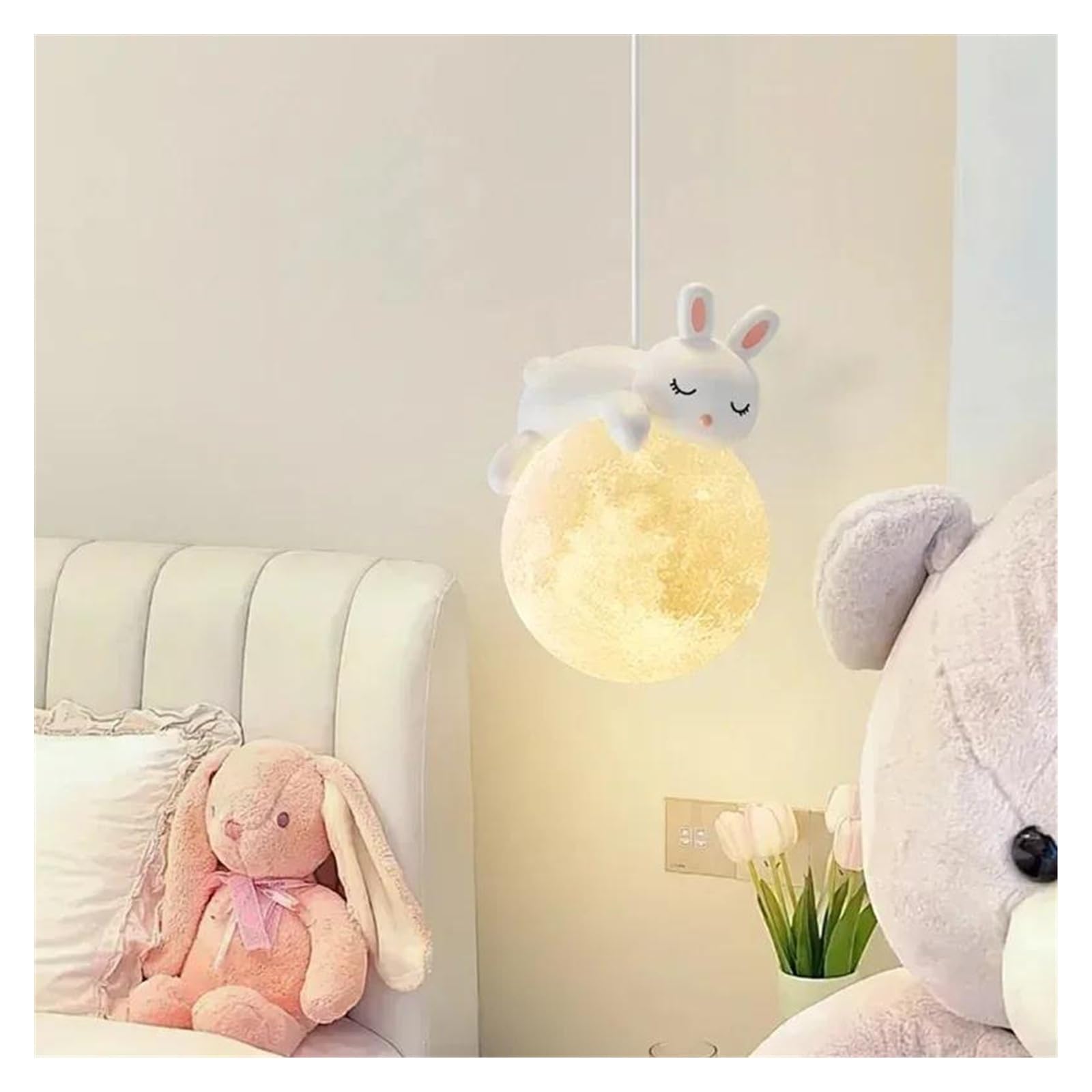 Lampes suspendues LED lapin tricolore dessin animé pour chambre d'enfant