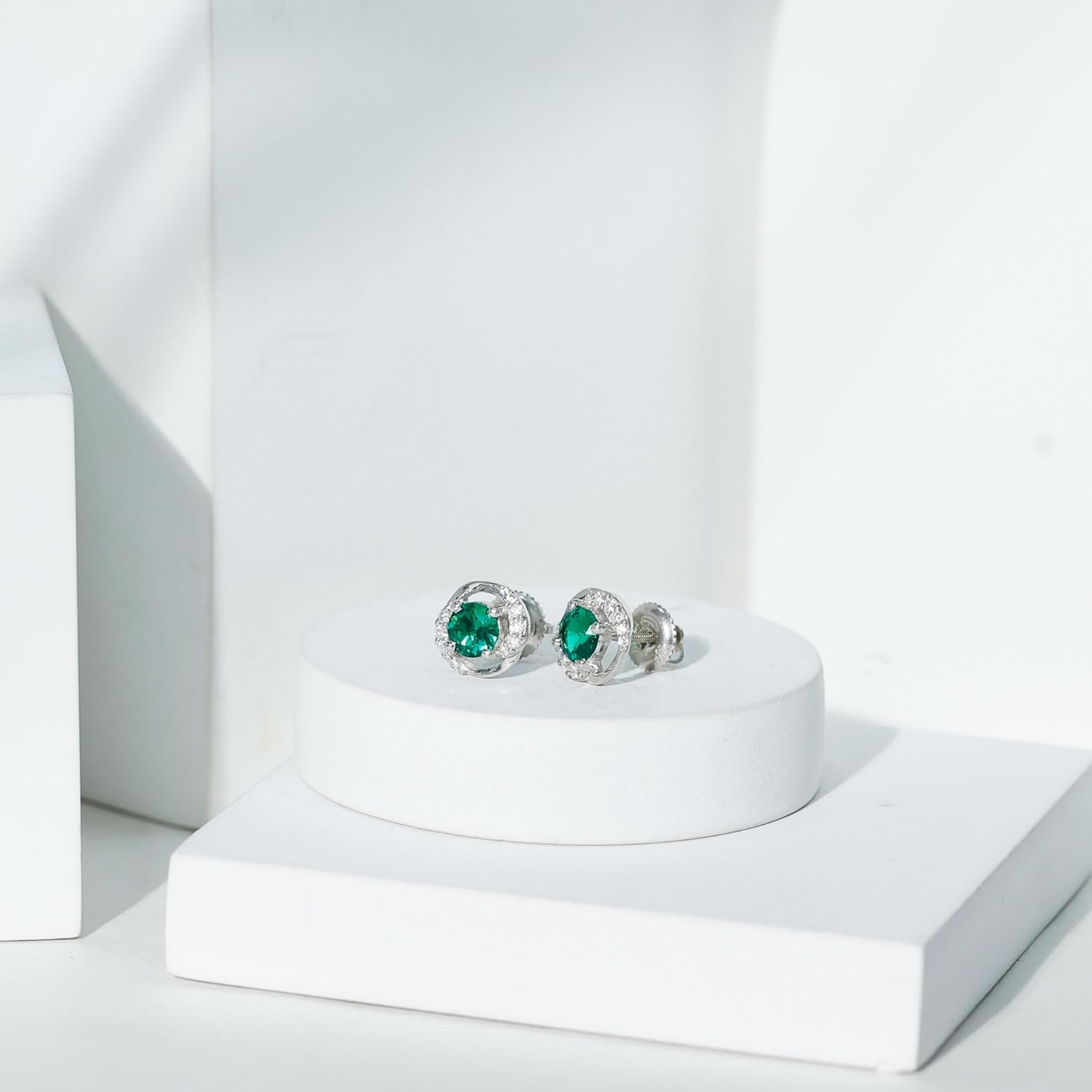 Certified 1 Carat Lab Grown Emerald Earrings in Silver, Aaaa Quality, Emerald Swirl Earrings - Gift For Special Occasions