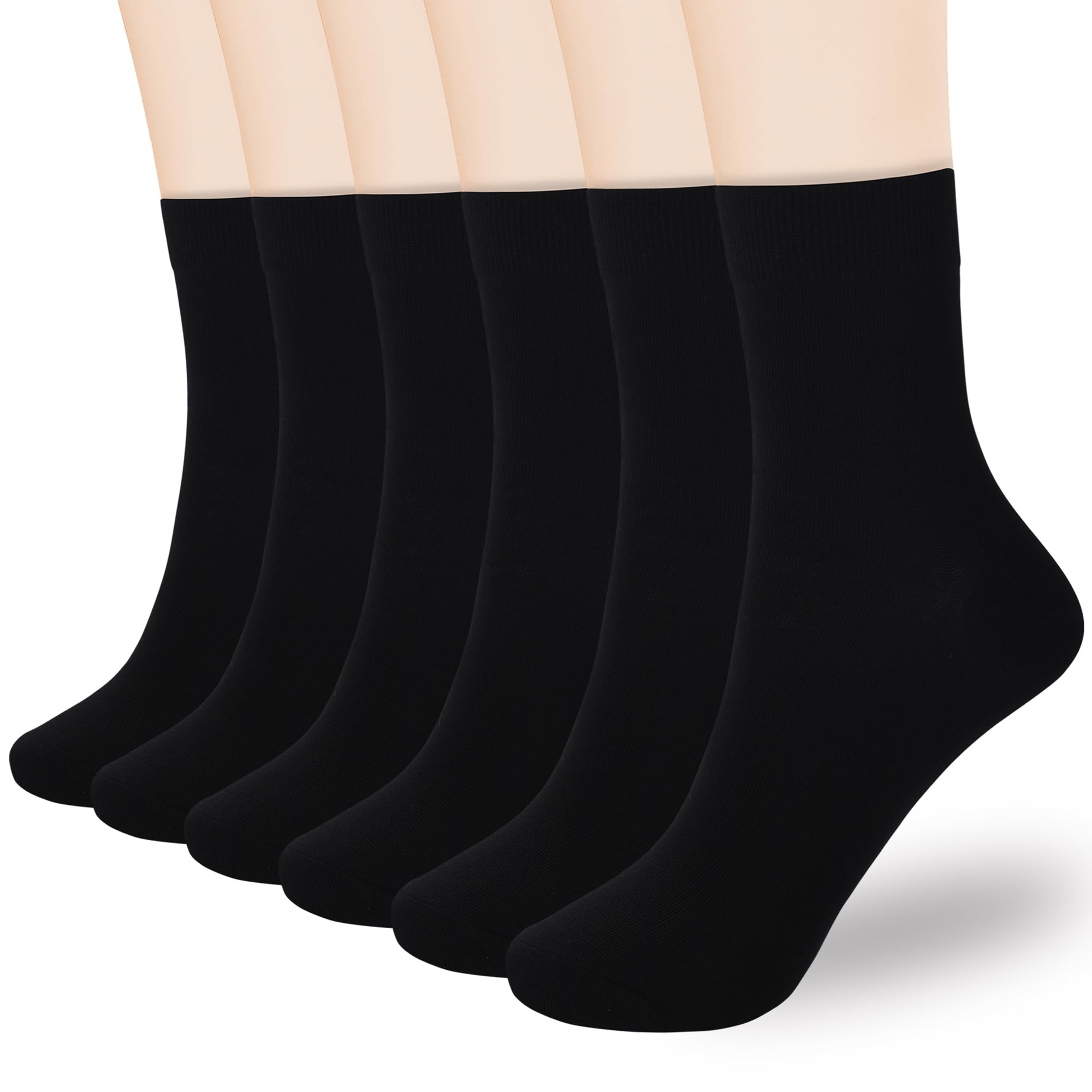 Corlap Women's Thin Cotton Ankle High Crew Socks - 6Pairs Bootie Casual Dress Socks-Gift Box