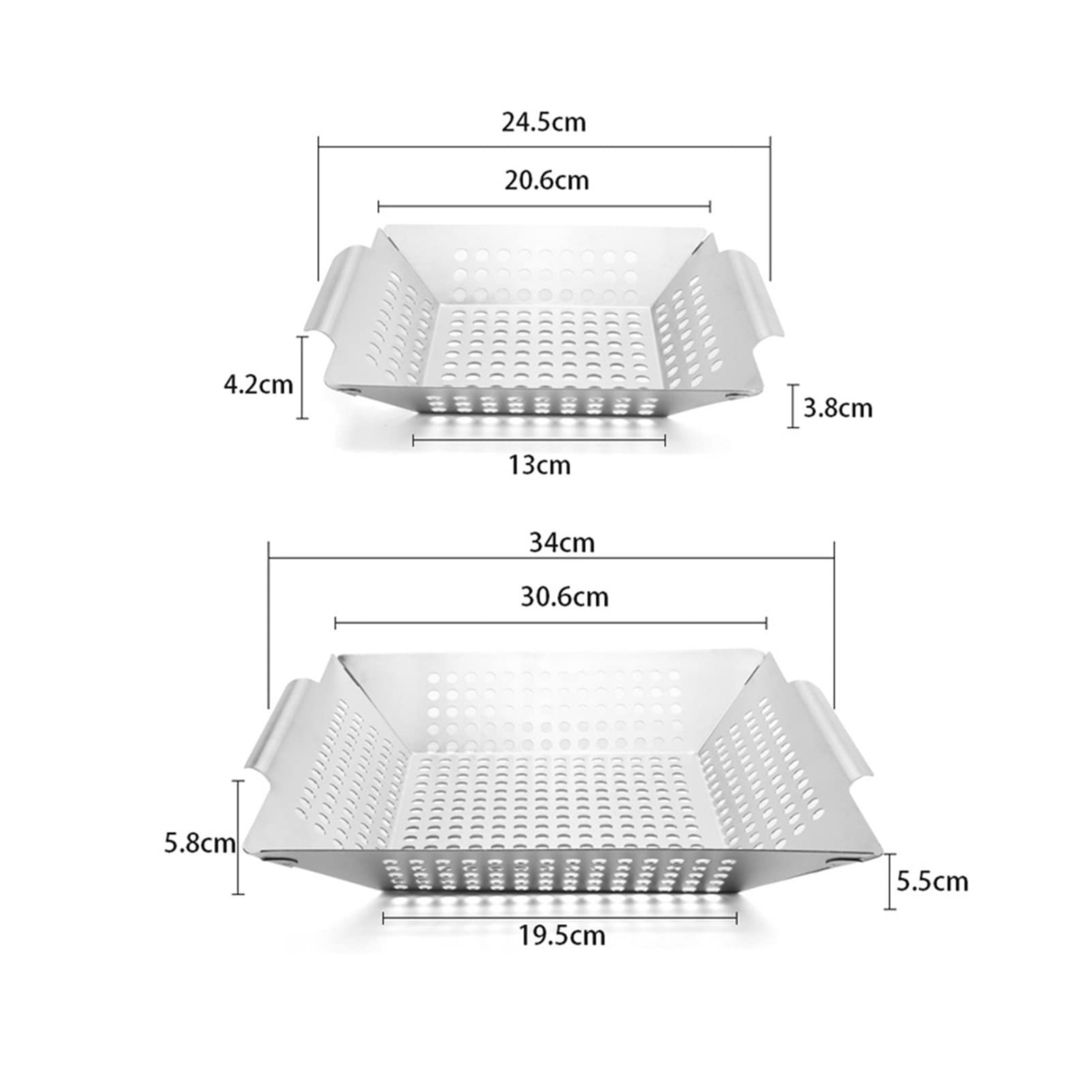 Perforowane kosze grillowe ze stali nierdzewnej - kosz grillowy na świeżym powietrzu, do grillowania warzyw, owoców morza i mięs, akcesoria do grillowania w kuchni /96(Small and Large)