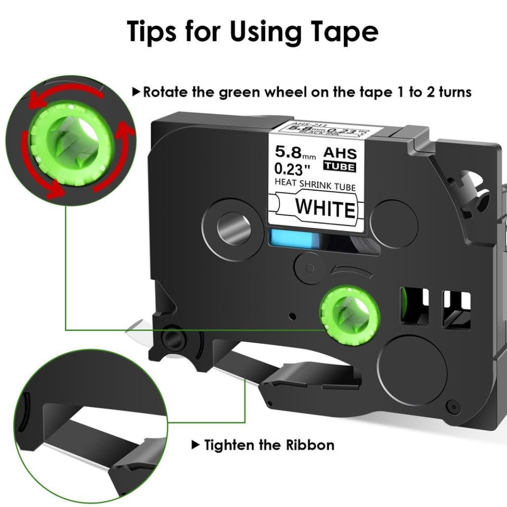 5er-Pack Schrumpfschläuche 5,8 mm, kompatibel mit Hse 211 Etikettenband, schwarz auf weißer Kartuschenkassette Kompatibel mit Etikettendrucker