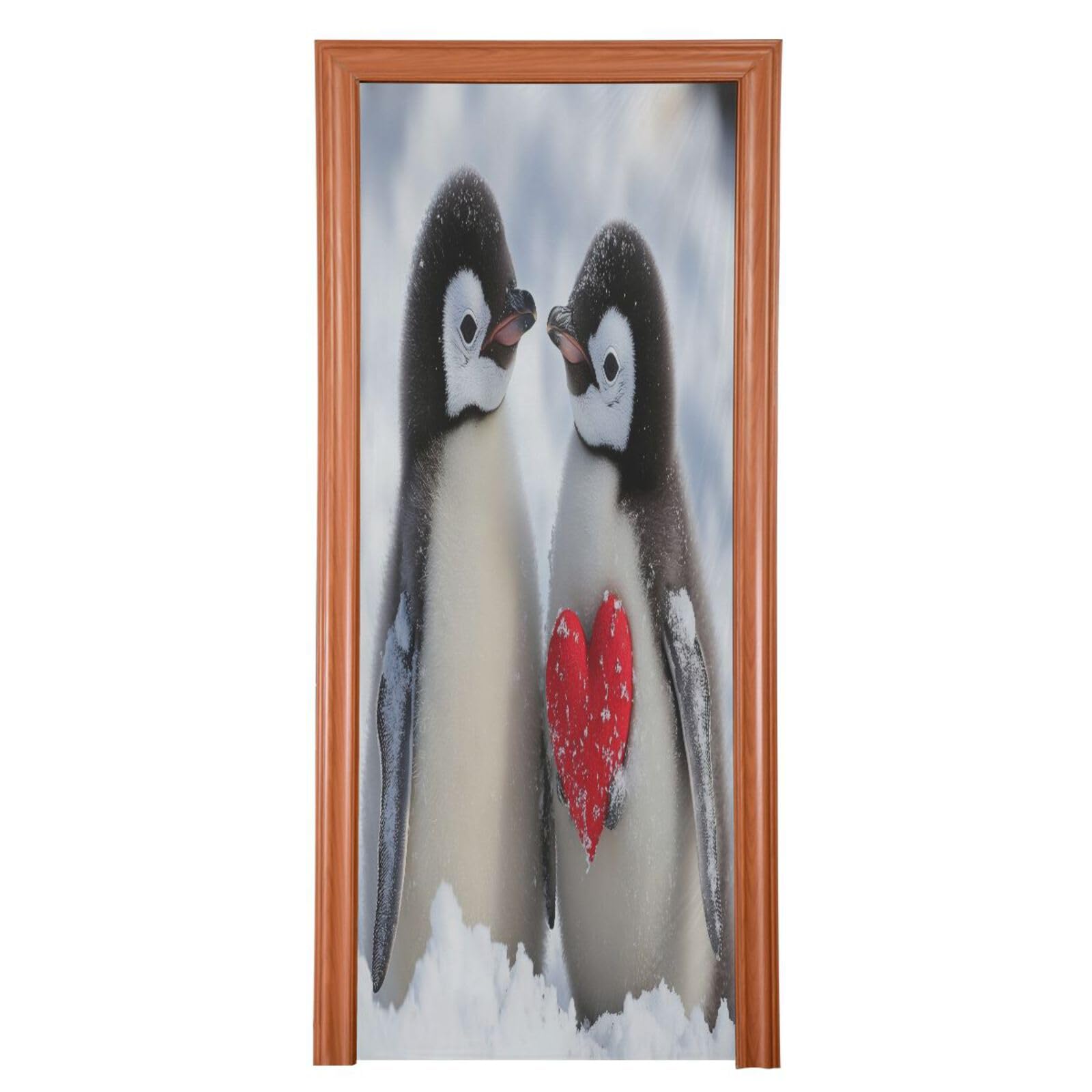 FLildon Penguins Love Valentines Door Cover Decoration, Party Accessory Porch Decor for Festive Ornament Room Door Covers 36 x 98 Inch