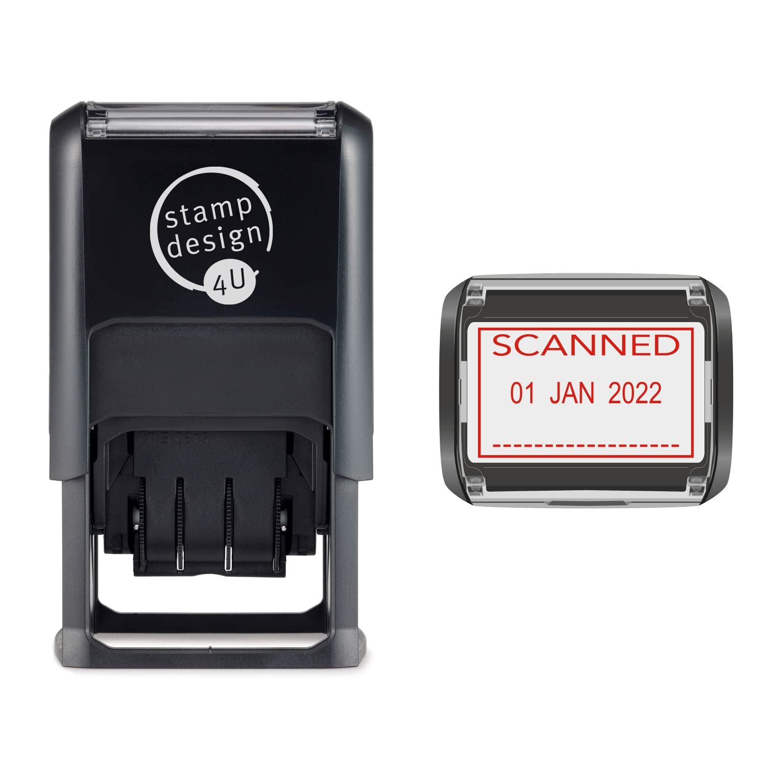 Stamp Design 4U Red Sd4u Word And Date Stamp Self Inking - Scanned And Changeable Date In Ink