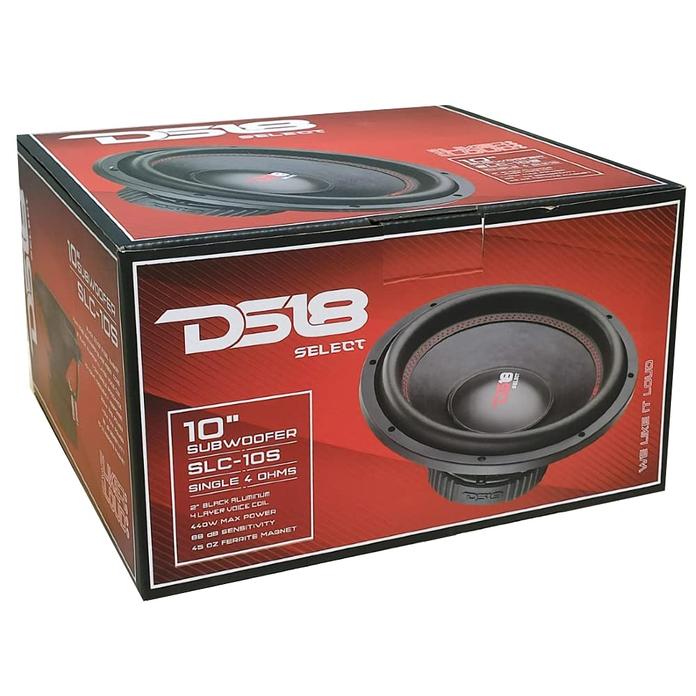 DS 1 SUBWOOFER DS18 Select SLC-10S SLC10S 25,00 cm 250 mm 10" 220 vatios rms 440 vatios máx SVC ​​Bobina de Voz única 4 ohmios Sub excelente para Maletero Coche, 1 Pieza