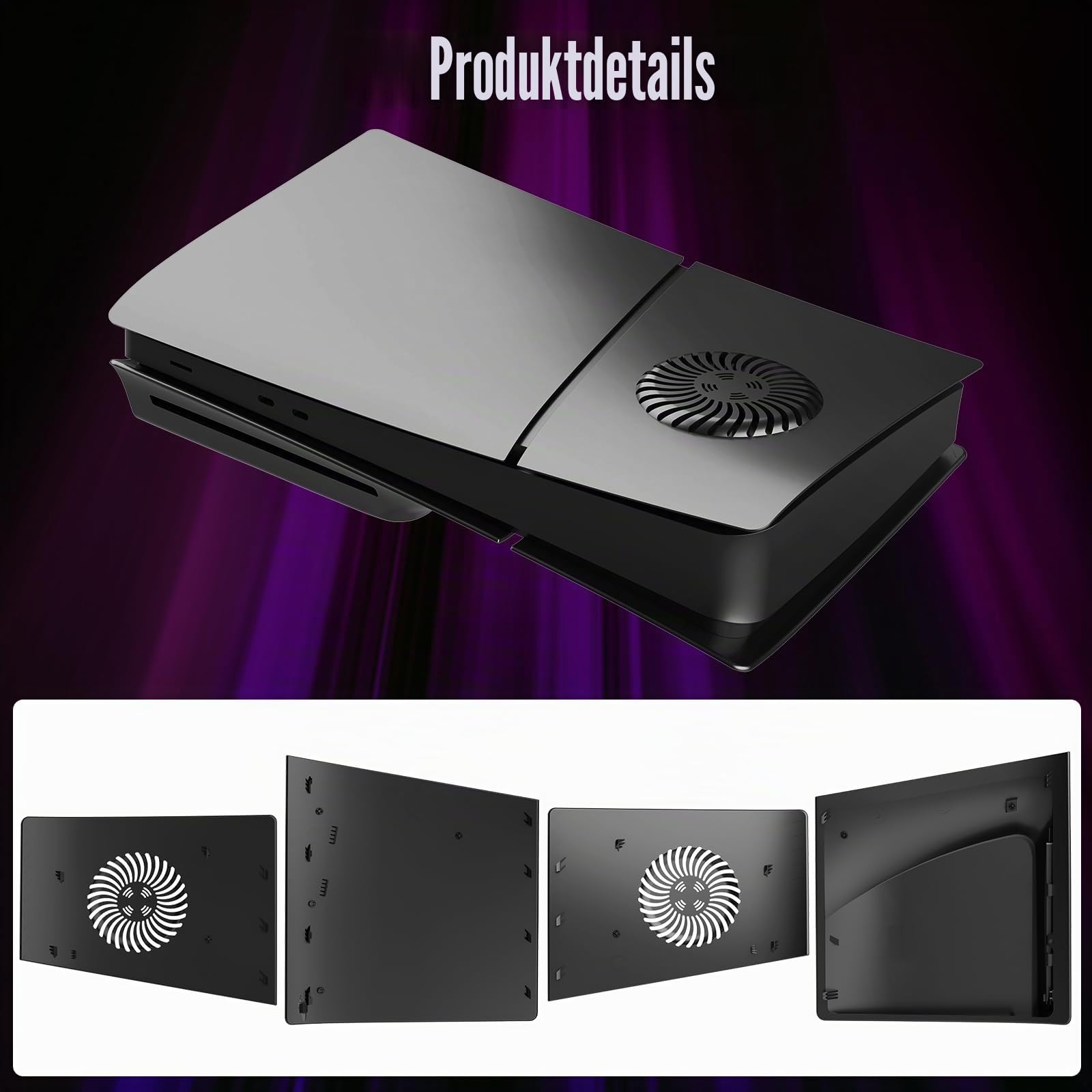 Slim Disc Edition Abdeckplatten Mit Kühlungsöffnungen für PS5 Konsole, Shell Panels für PlayStation 5 Zubehör, Schützende Ersatzblende (Schwarz)