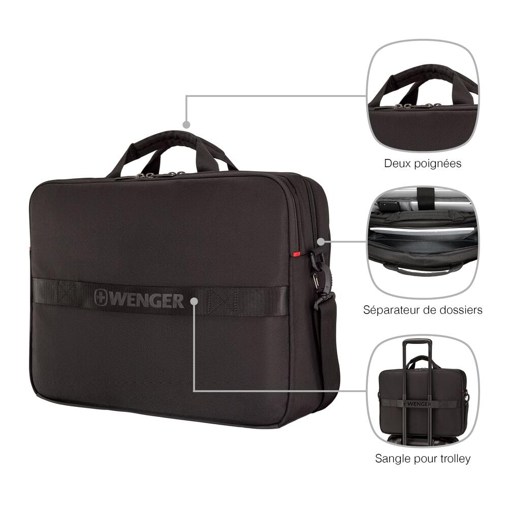 Wenger, XE Brief 17, 17" Laptop Briefcase with Tablet Pocket, Black, Rouge (Digital Red), 15,6", Décontracté