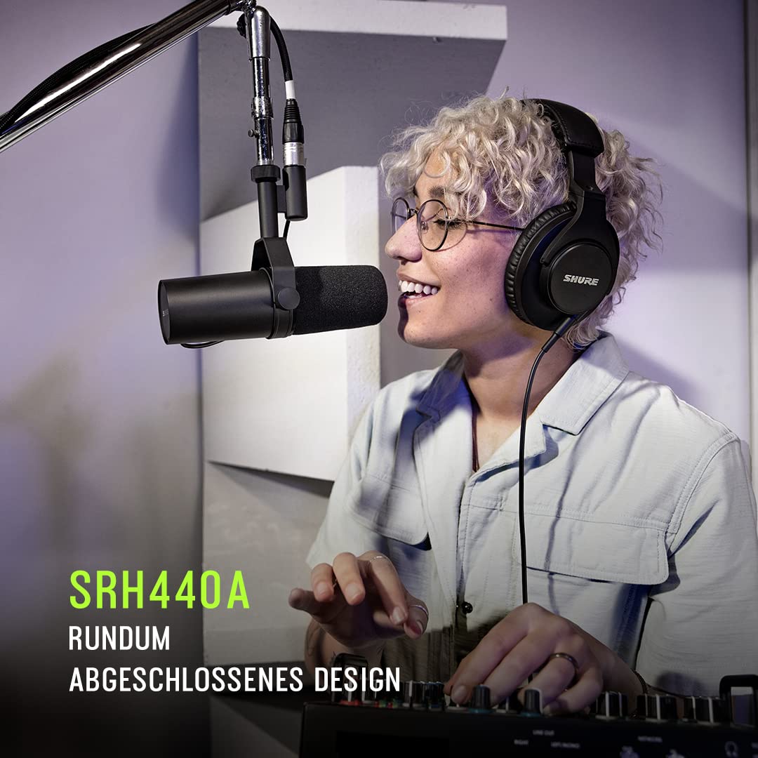 Shure SRH440A Over -Ear Over -Ear -Kabel -Kopfhörer für Überwachung und Aufnahme, professionelle Studio -Klasse, erweiterter Frequenzgang - 2022 Version