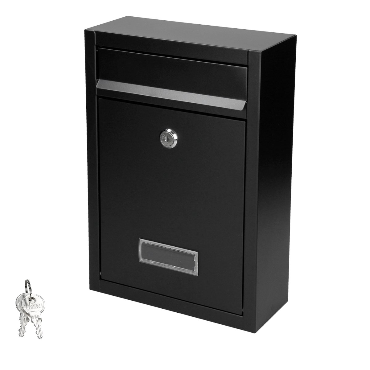 Boîte aux lettres murale en acier inoxydable noir 21,5x9x32 cm avec clés pour extérieur