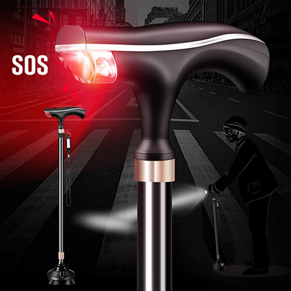 Bastones para Mujer Ligeros con Luz LED con Dispositivo de Alarma y 2 Bases Antideslizantes Interesting