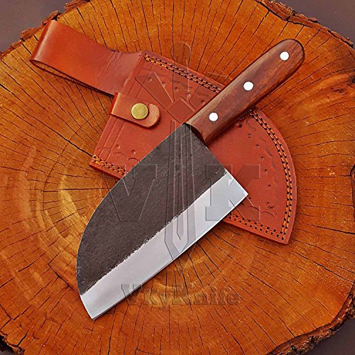 JNR Traders VK5510 Handmade 440c Steel Serbian Cleaver Chopper Kitchen Home Chef Professional Knife 11.5 Inches with Leather Sheath