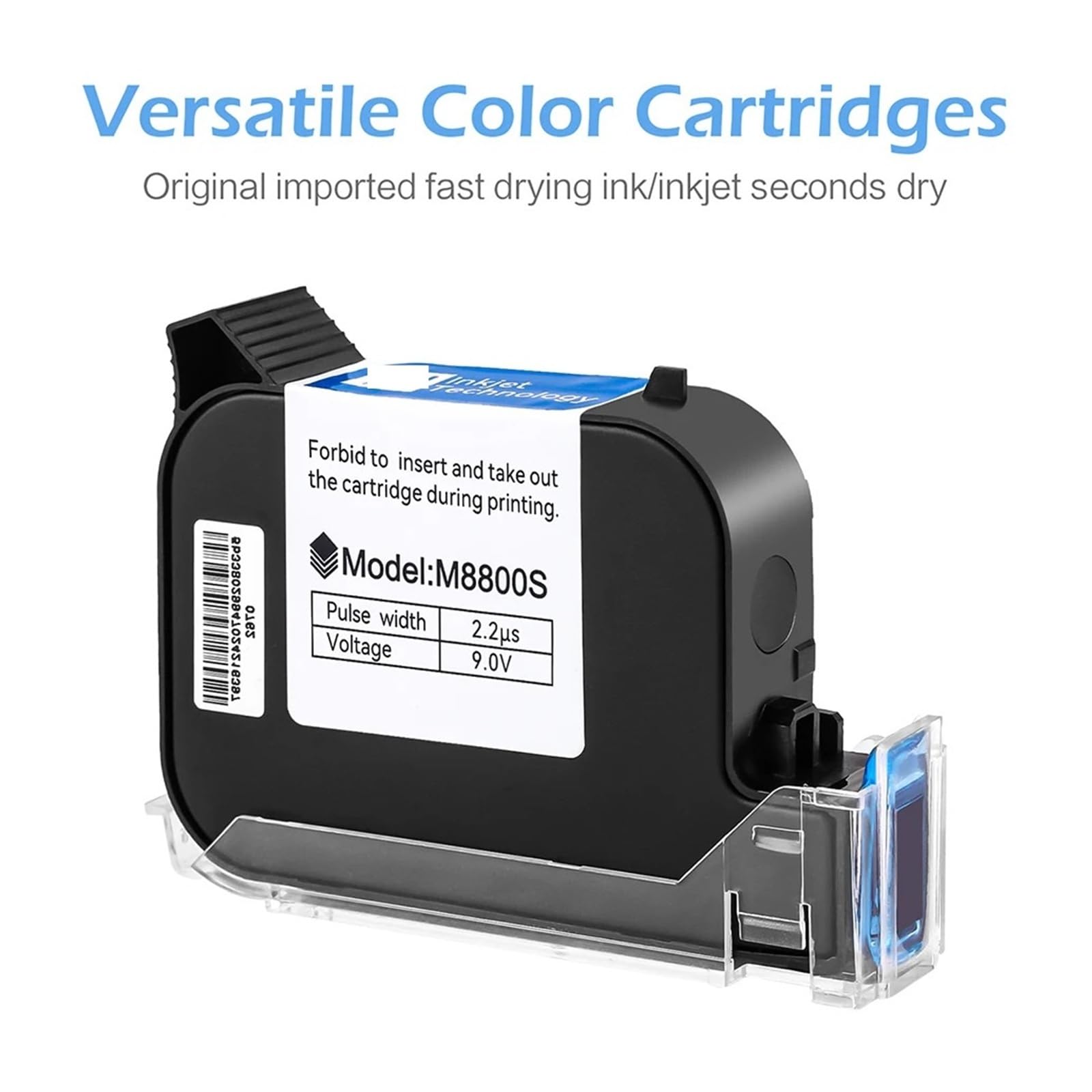 Cartuccia for stampante a getto d'inchiostro portatile online da 1/2/3/5 pezzi, inchiostro solvente impermeabile ad asciugatura rapida nero da 12,7 mm Su Cartone, Legno(1PCS)