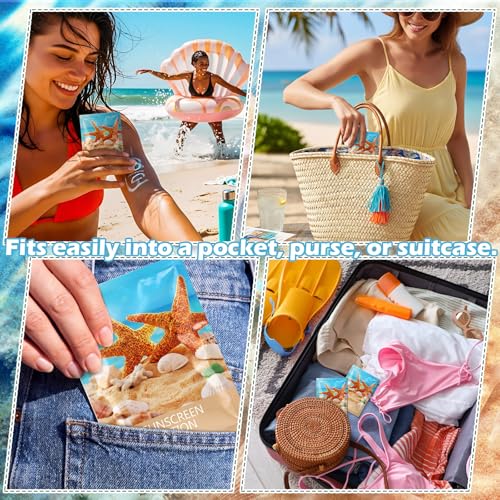 Image of Loopeer 60 Pcs Mini Sunscreen Bulk Travel Size Sunscreen Packet 0.27 Fl. Oz. SPF 30 Water Resistant Mini Sunblock Beach Lotion Pool Summer Vacation Gift for Women Summer Party Wedding(Starfish)