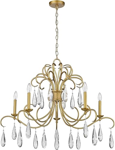 Miniatura 7 de Z-Lite Lámpara de araña Amara 3039-38GG, 5 luces, 300 vatios en total, oro dorado