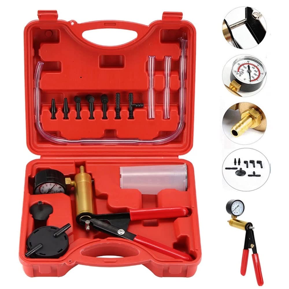 Bomba de presión manual de aluminio para coche, purga de líquido de frenos, portátil, duradero, kit de comprobador de vacío
