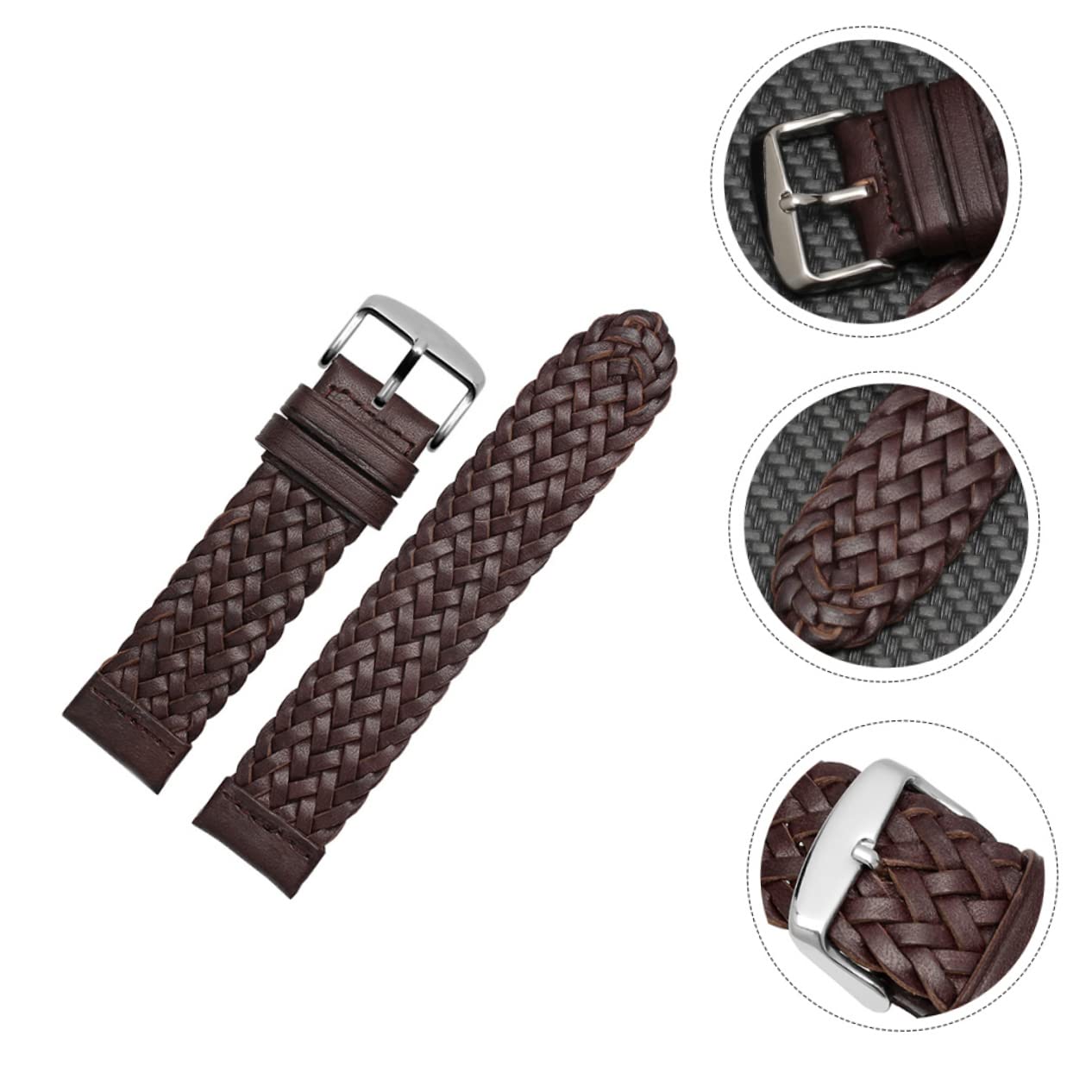 VILLCASE Correa de Reloj de Cuero Tejida Mano para Color Marrón para Actividades