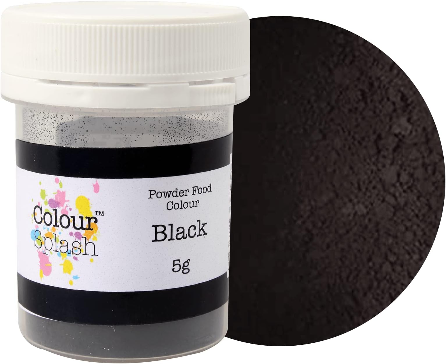 COLOUR SPLASH Food Colouring Dust, Powder Color, Natural & Edible, Matt Finish, Use on Cake Surfaces, Decorations Or Mix In Icing to Create Colourful Cakes & Bakes - Black 5g
